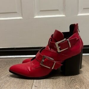 Steve Madden Joker Red Shoes Boots with buckle